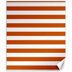 Horizontal Stripes - White and Burnt Orange Canvas 20  x 24 