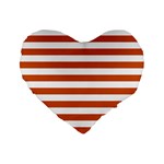 Horizontal Stripes - White and Burnt Orange Standard 16  Premium Heart Shape Cushion