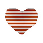 Horizontal Stripes - White and Burnt Orange Standard 16  Premium Flano Heart Shape Cushion