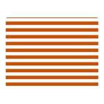 Horizontal Stripes - White and Burnt Orange Double Sided Flano Blanket (Mini)