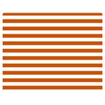 Horizontal Stripes - White and Burnt Orange Double Sided Flano Blanket (Medium)
