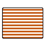 Horizontal Stripes - White and Burnt Orange Fleece Blanket (Small) (One Side)