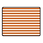 Horizontal Stripes - White and Burnt Orange Double Sided Fleece Blanket (Small) (Two Sides)