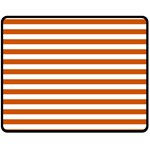Horizontal Stripes - White and Burnt Orange Double Sided Fleece Blanket (Medium) (Two Sides)