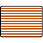 Horizontal Stripes - White and Burnt Orange Double Sided Fleece Blanket (Large) (Two Sides)