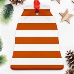 Horizontal Stripes - White and Burnt Orange Bell Ornament (Two Sides)
