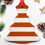 Horizontal Stripes - White and Burnt Orange Ornament (Christmas Tree)