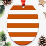 Horizontal Stripes - White and Burnt Orange Ornament (Oval)