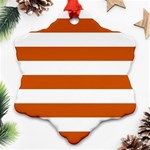 Horizontal Stripes - White and Burnt Orange Ornament (Snowflake)