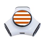 Horizontal Stripes - White and Burnt Orange Portable USB Hub (One Side)