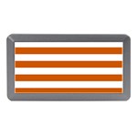 Horizontal Stripes - White and Burnt Orange Memory Card Reader (Mini)