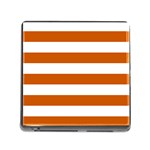 Horizontal Stripes - White and Burnt Orange Memory Card Reader (Square)