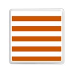 Horizontal Stripes - White and Burnt Orange Memory Card Reader with Storage (Square)