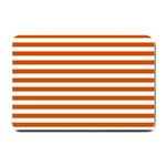 Horizontal Stripes - White and Burnt Orange Small Doormat