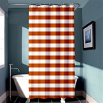 Horizontal Stripes - White and Burnt Orange Shower Curtain 36  x 72  (Stall)