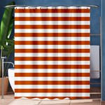 Horizontal Stripes - White and Burnt Orange Shower Curtain 60  x 72  (Medium)