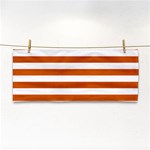 Horizontal Stripes - White and Burnt Orange Hand Towel
