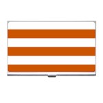 Horizontal Stripes - White and Burnt Orange Business Card Holder