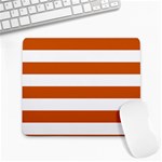 Horizontal Stripes - White and Burnt Orange Large Mousepad