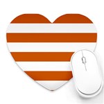 Horizontal Stripes - White and Burnt Orange Heart Mousepad