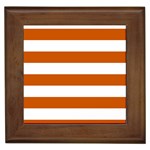 Horizontal Stripes - White and Burnt Orange Framed Tile