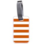 Horizontal Stripes - White and Burnt Orange Luggage Tag (Two Sides)