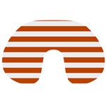 Horizontal Stripes - White and Burnt Orange Travel Neck Pillow