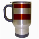 Horizontal Stripes - White and Burnt Orange Travel Mug (Silver Gray)