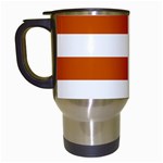 Horizontal Stripes - White and Burnt Orange Travel Mug (White)