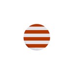 Horizontal Stripes - White and Burnt Orange 1  Mini Button