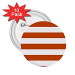 Horizontal Stripes - White and Burnt Orange 2.25  Button (10 pack)