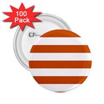 Horizontal Stripes - White and Burnt Orange 2.25  Button (100 pack)