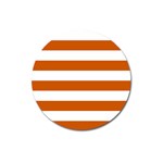 Horizontal Stripes - White and Burnt Orange Magnet 3  (Round)