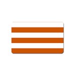 Horizontal Stripes - White and Burnt Orange Magnet (Name Card)