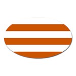 Horizontal Stripes - White and Burnt Orange Magnet (Oval)