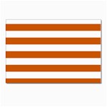 Horizontal Stripes - White and Burnt Orange Postcard 5  x 7 