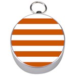 Horizontal Stripes - White and Burnt Orange Silver Compass