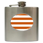 Horizontal Stripes - White and Burnt Orange Hip Flask (6 oz)