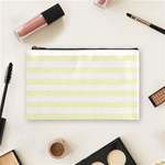 Horizontal Stripes - White and Cream Yellow Cosmetic Bag (M)