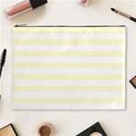 Horizontal Stripes - White and Cream Yellow Cosmetic Bag (XL)