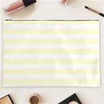 Horizontal Stripes - White and Cream Yellow Cosmetic Bag (XXL)
