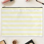 Horizontal Stripes - White and Cream Yellow Cosmetic Bag (XXXL)