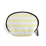 Horizontal Stripes - White and Cream Yellow Accessory Pouch (Small)
