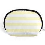 Horizontal Stripes - White and Cream Yellow Accessory Pouch (Medium)