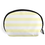 Horizontal Stripes - White and Cream Yellow Accessory Pouch (Large)