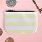 Horizontal Stripes - White and Cream Yellow Mini Coin Purse