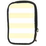 Horizontal Stripes - White and Cream Yellow Compact Camera Leather Case
