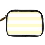 Horizontal Stripes - White and Cream Yellow Digital Camera Leather Case