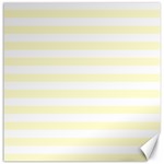 Horizontal Stripes - White and Cream Yellow Canvas 16  x 16 