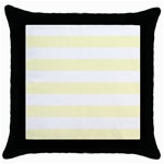 Horizontal Stripes - White and Cream Yellow Throw Pillow Case (Black)